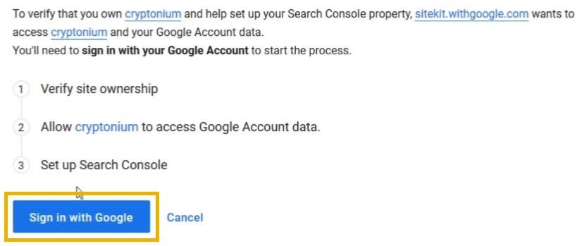google site kit sign in