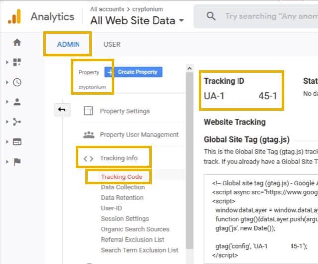 where to find google analytics tracking id