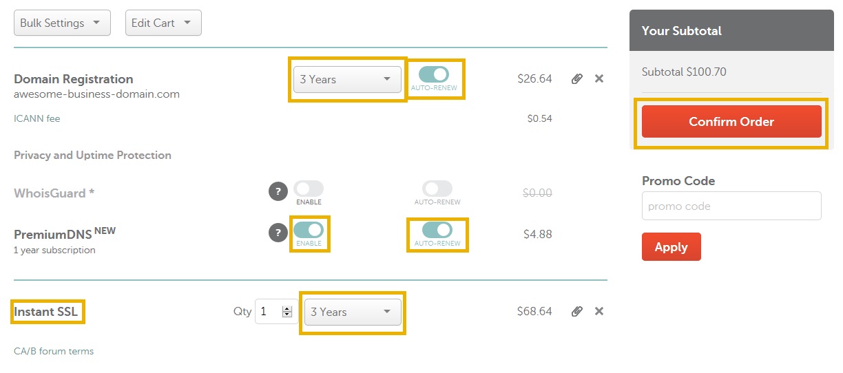 cheap business domain and ssl