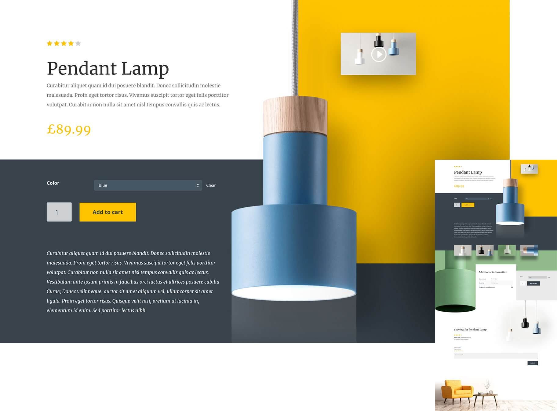 divi review of divi woocommerce builder example lamp