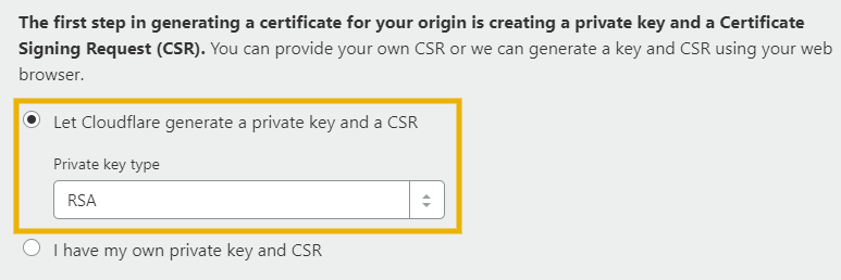 generate private key and csr rsa key to install cloudflare ssl on godaddy