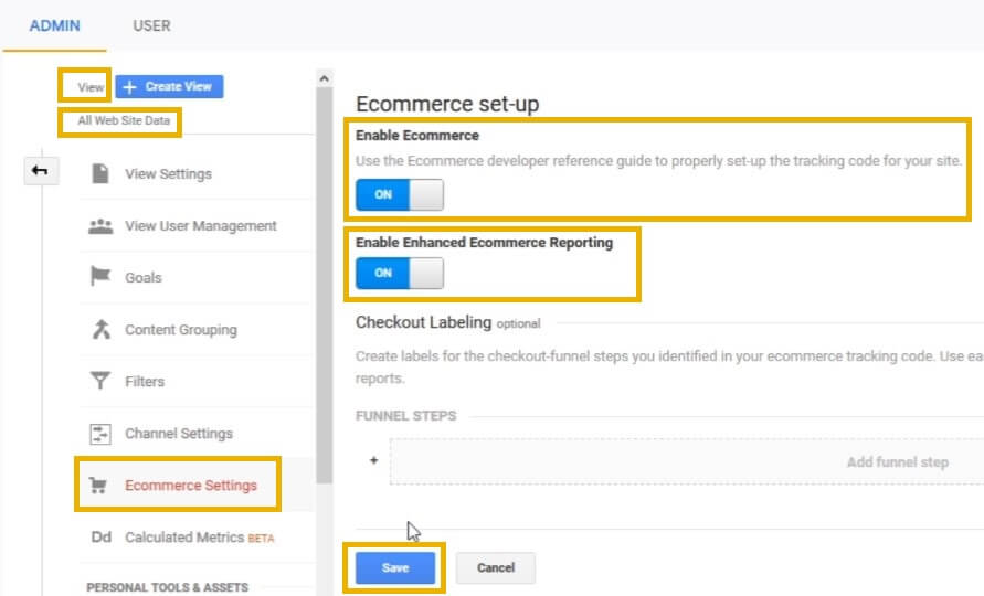 enable enhanced ecommerce in google analytics ecommerce setup