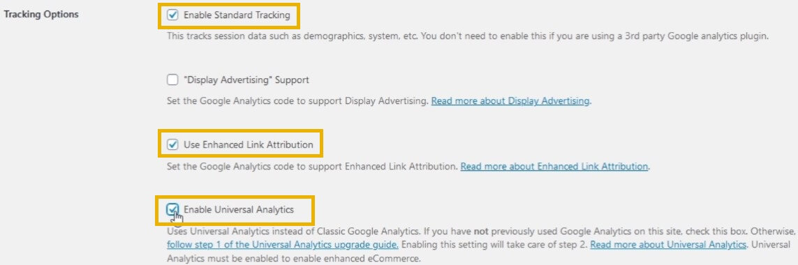 woocommerce google analytics tracking options